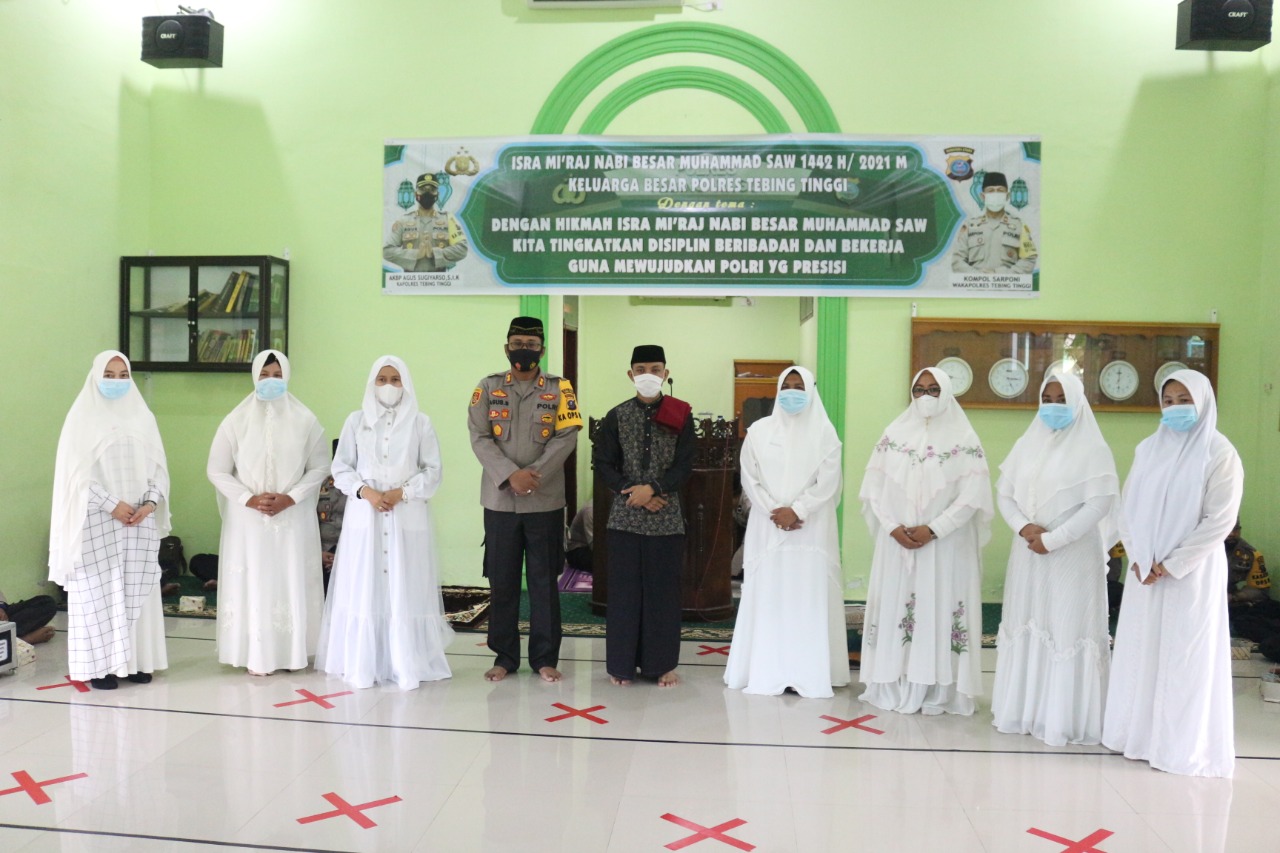 Keluarga Besar Polres Tebingtinggi Gelar Isra Mi’raj Nabi Muhammad Saw 1442 H
