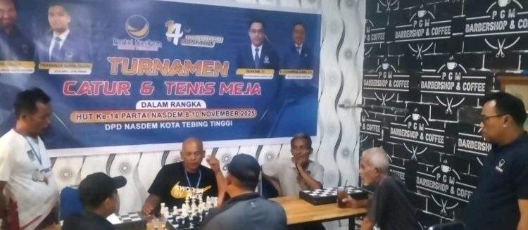 DPD NasDem Tebingtinggi Sukses Gelar Turnamen Catur, Pra-HUT Partai NasDem ke 14 