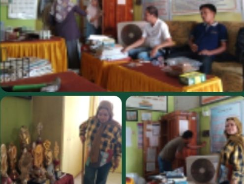 Semangat Kebersamaan di UPT SDN 88 Aeng Batu-Batu: Kepala Sekolah Baru dan Staf Gotong Royong Tata Ruang Kantor