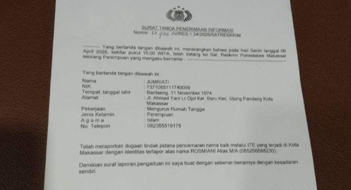 Jumriati Resmi Laporkan Dugaan Pencemaran Nama Baik ke Polrestabes Makassar